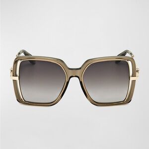 Roberto Cavalli Oversized Square Sunglasses in Gold with Gradient Gray Lenses